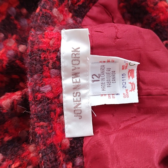 Wool Blend Tweed 2 Piece Suit Blazer Skirt Set Y2K Lined Size 12 Jones NY - Picture 15 of 15